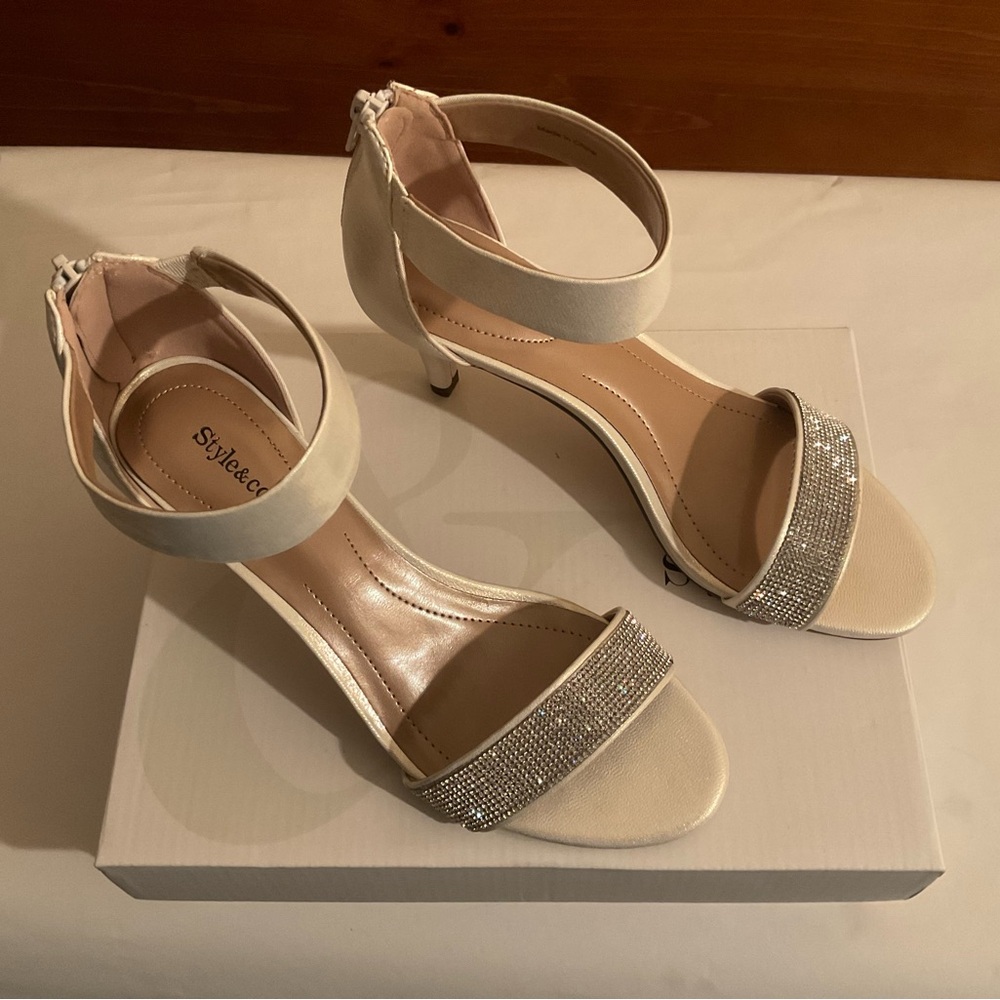 Style & Co Sparkly Ankle Strap Heels. Size 7